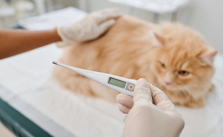 read temperature of cat on digital thermometer